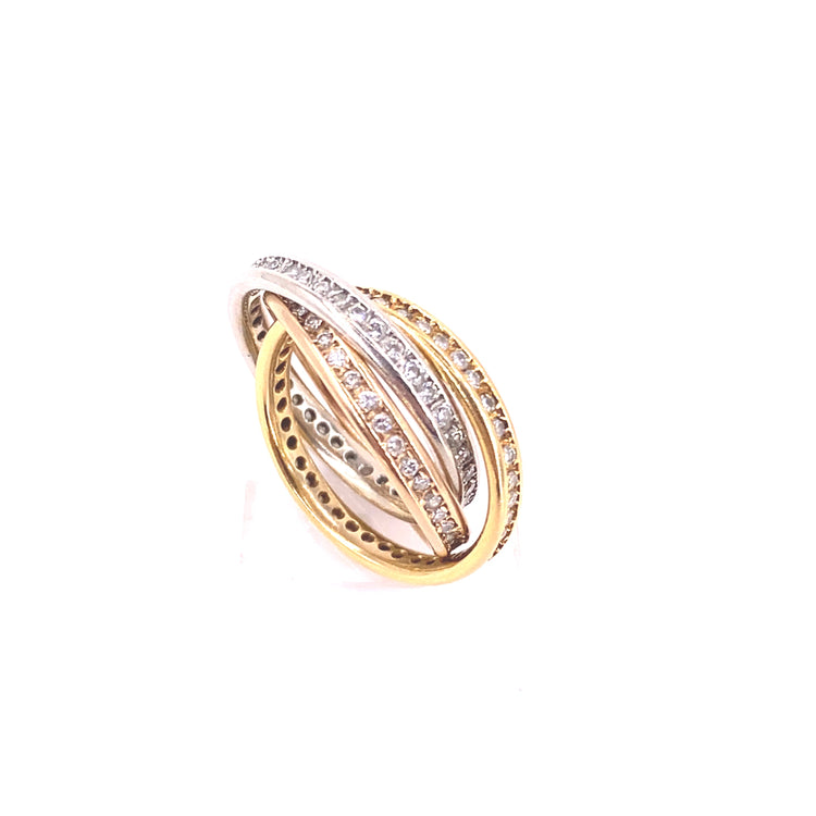 Women’s 18ct Tri Gold Diamond Russian Wedding Band - 1.5ct - Hyman’s Jewellers