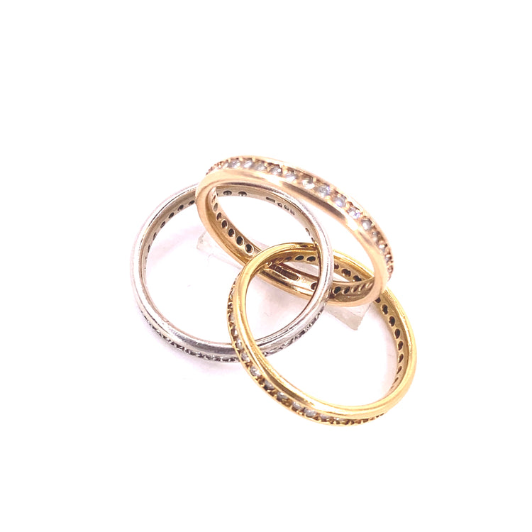 Women’s 18ct Tri Gold Diamond Russian Wedding Band - 1.5ct - Hyman’s Jewellers
