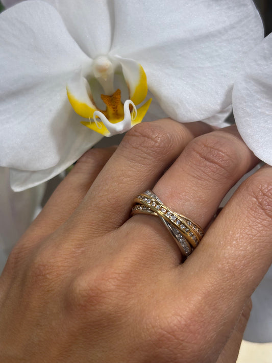 Women’s 18ct Tri Gold Diamond Russian Wedding Band - 1.5ct - Hyman’s Jewellers