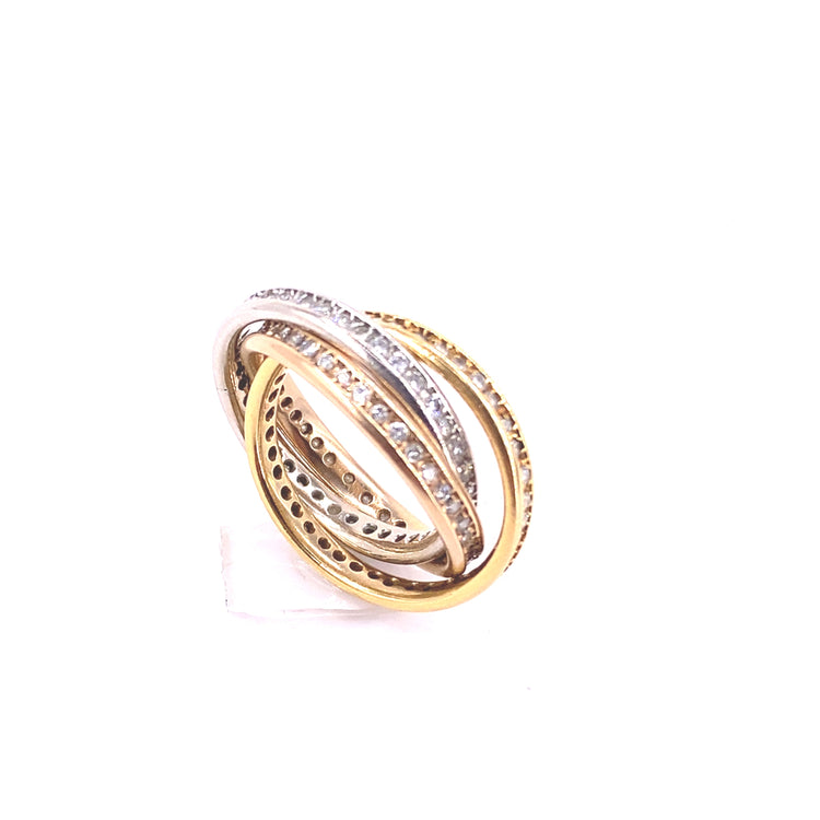 Women’s 18ct Tri Gold Diamond Russian Wedding Band - 1.5ct - Hyman’s Jewellers