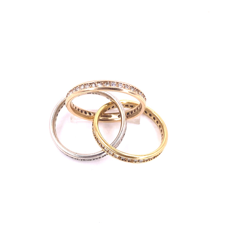 Women’s 18ct Tri Gold Diamond Russian Wedding Band - 1.5ct - Hyman’s Jewellers