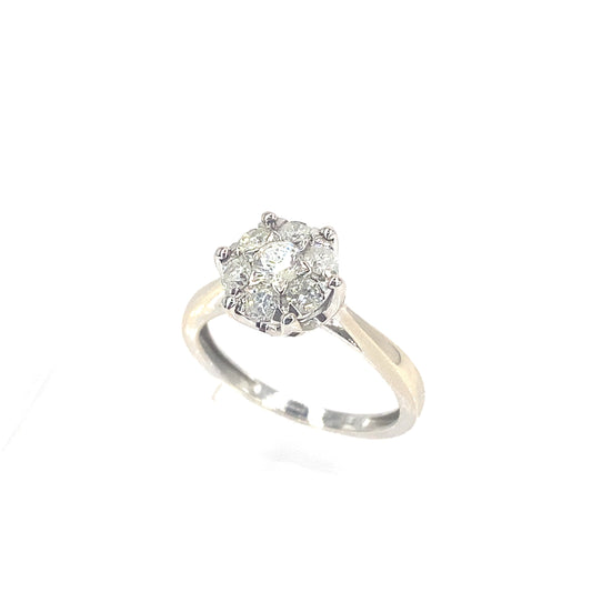 Women’s 18ct White Gold Brilliant Diamond Cluster Ring - 0.40ct - Hyman’s Jewellers