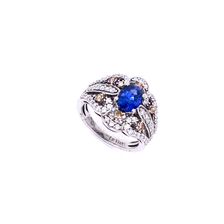 Women’s 18ct White Gold Diamond Designer Sapphire Ring - Hyman’s Jewellers