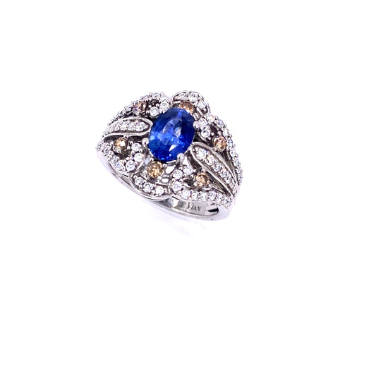 Women’s 18ct White Gold Diamond Designer Sapphire Ring - Hyman’s Jewellers
