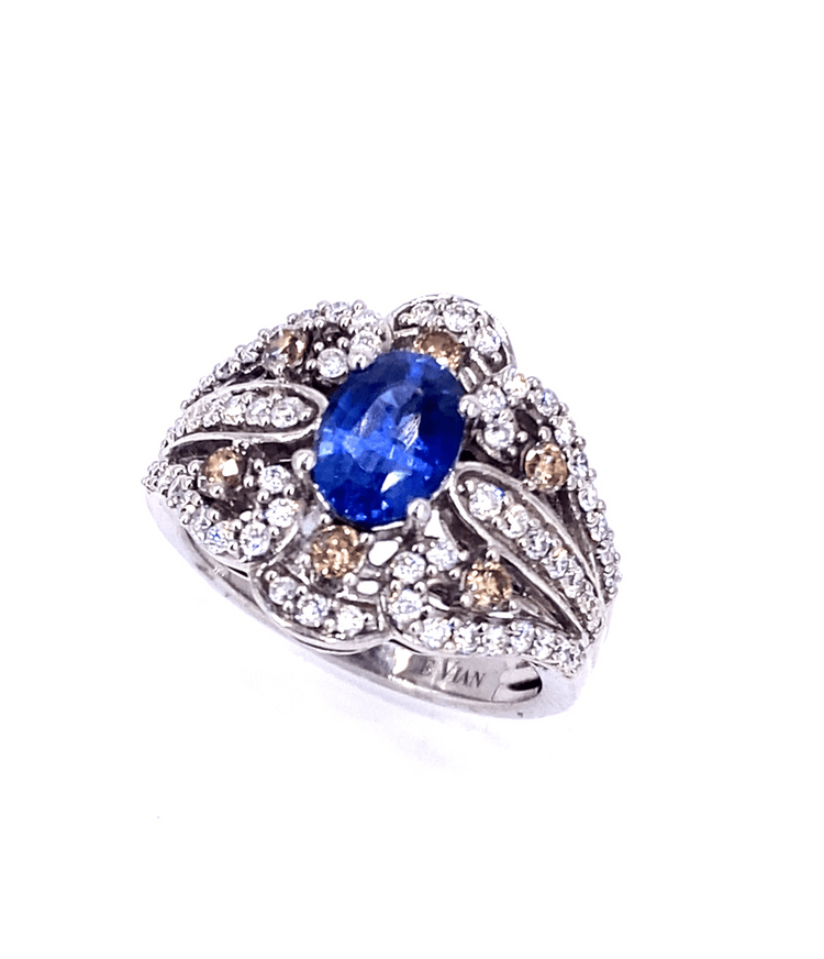 Women’s 18ct White Gold Diamond Designer Sapphire Ring - Hyman’s Jewellers