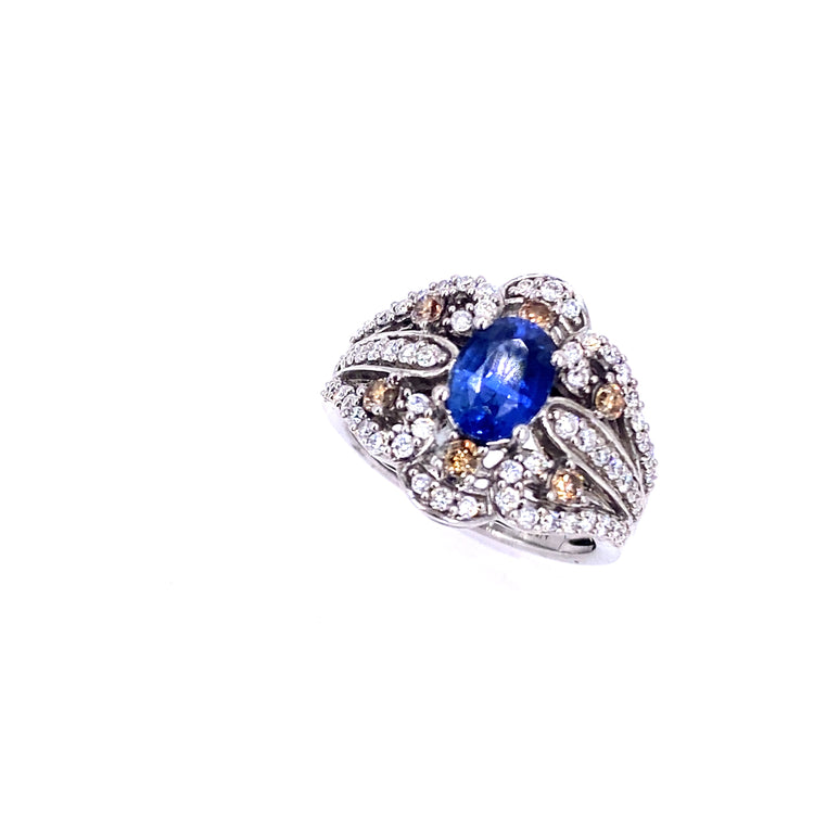 Women’s 18ct White Gold Diamond Designer Sapphire Ring - Hyman’s Jewellers