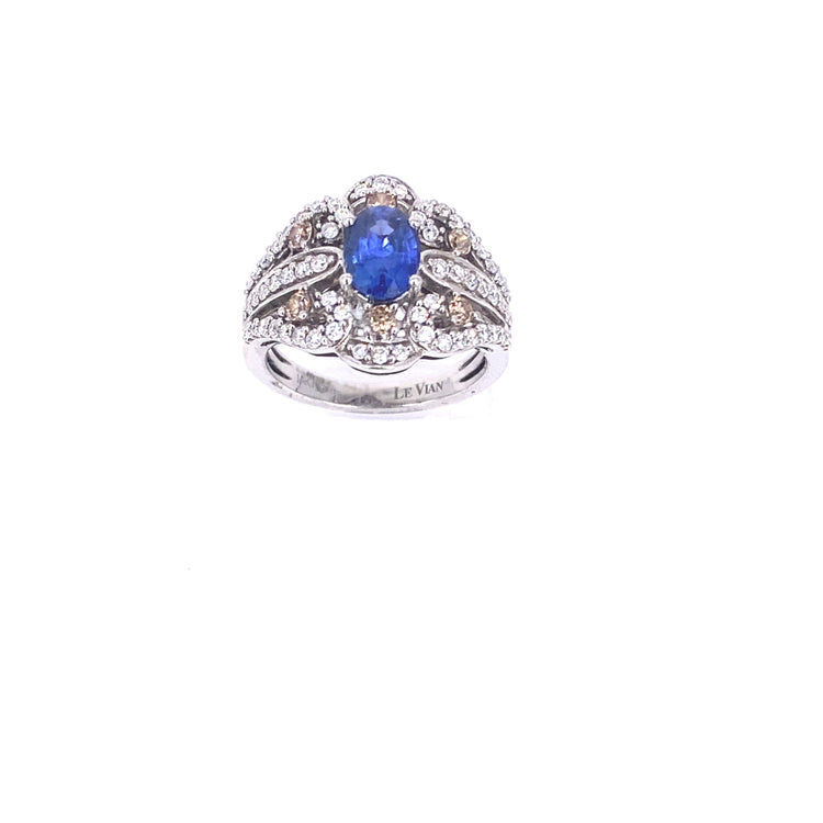 Women’s 18ct White Gold Diamond Designer Sapphire Ring - Hyman’s Jewellers