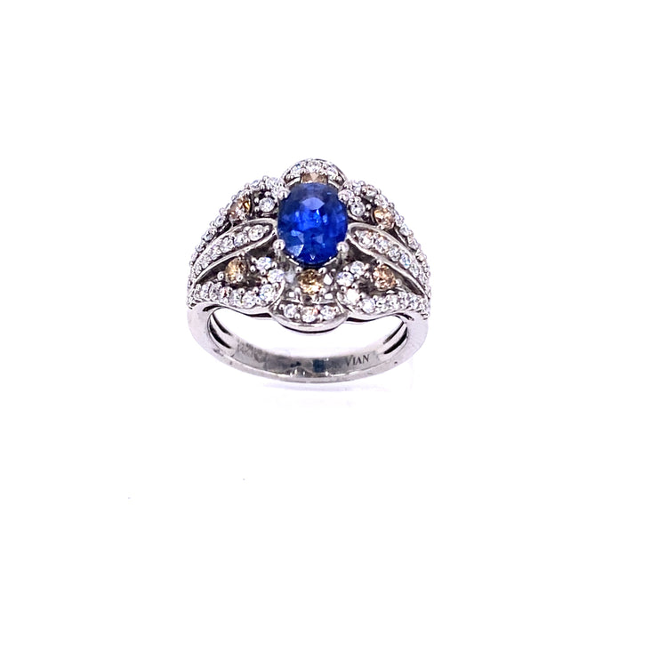 Women’s 18ct White Gold Diamond Designer Sapphire Ring - Hyman’s Jewellers