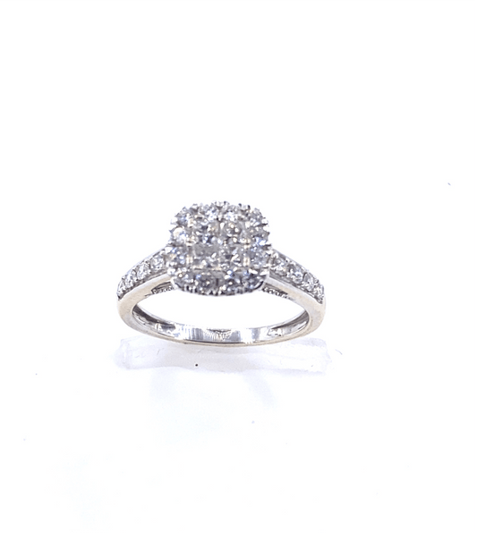 Women’s 18ct White Gold Diamond Engagement Cluster - 0.66ct - Hyman’s Jewellers