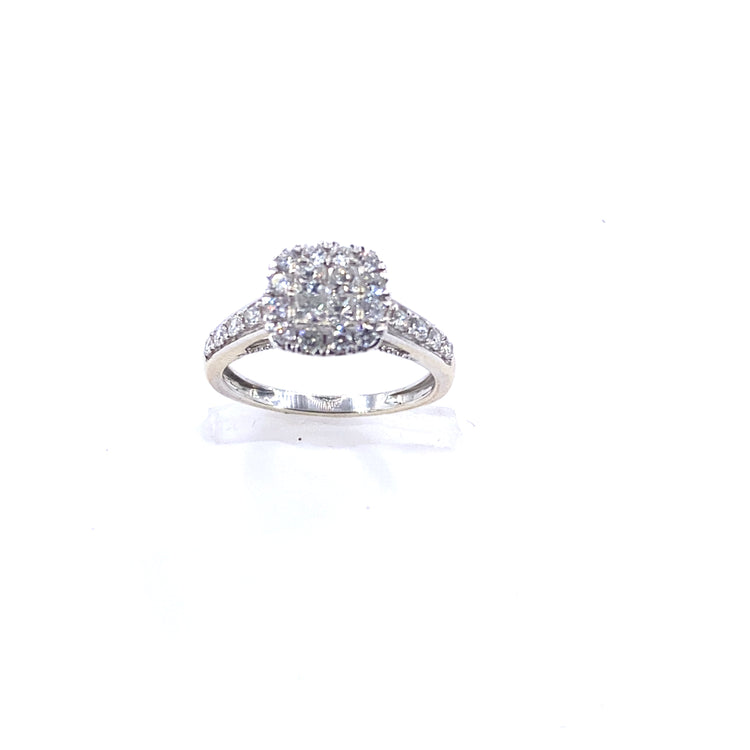 Women’s 18ct White Gold Diamond Engagement Cluster - 0.66ct - Hyman’s Jewellers