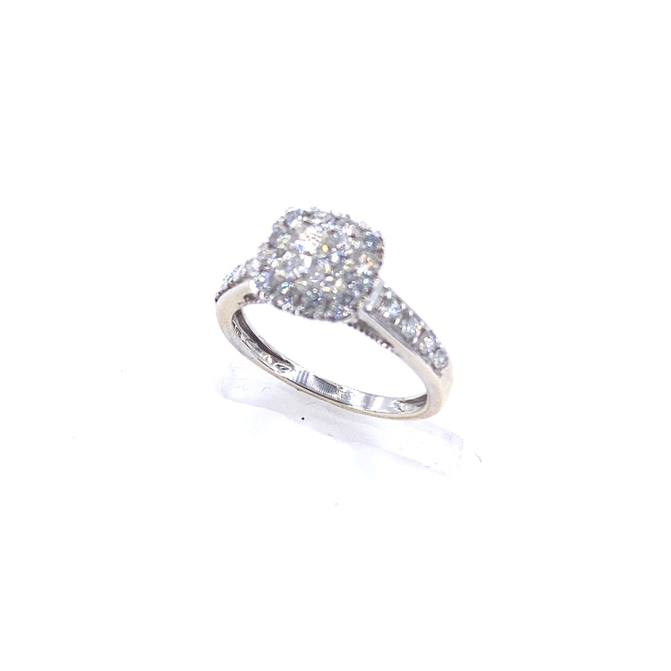 Women’s 18ct White Gold Diamond Engagement Cluster - 0.66ct - Hyman’s Jewellers