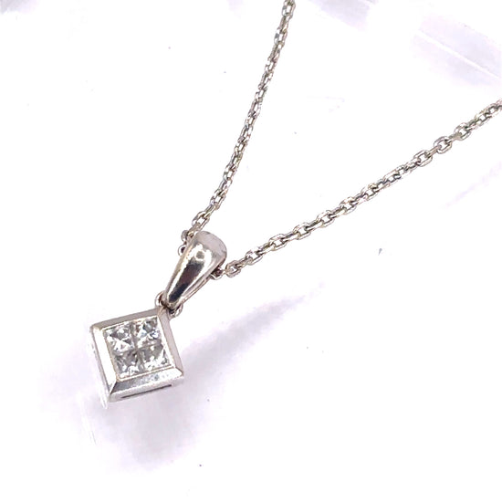 Women’s 18ct White Gold Diamond Pendant & Chain - 0.20ct - Hyman’s Jewellers