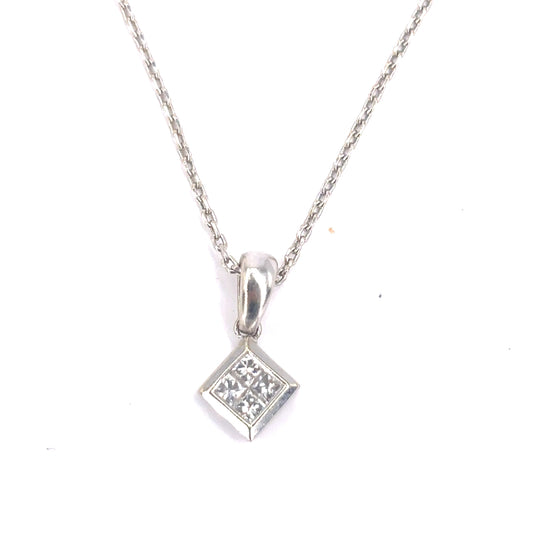 Women’s 18ct White Gold Diamond Pendant & Chain - 0.20ct - Hyman’s Jewellers