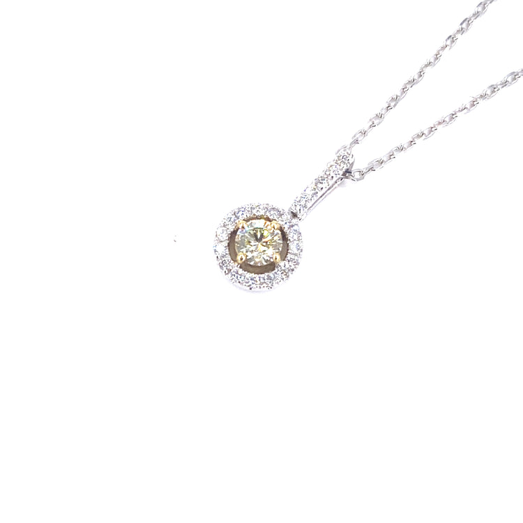 Women’s 18ct White Gold Diamond Solitaire Halo Pendant - 0.50ct - Hyman’s Jewellers