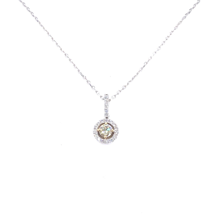 Women’s 18ct White Gold Diamond Solitaire Halo Pendant - 0.50ct - Hyman’s Jewellers