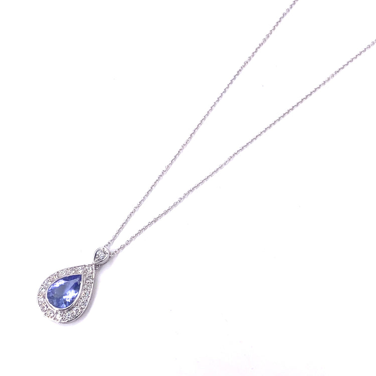 Women’s 18ct White Gold Diamond Tanzanite Pendant & Necklace - 3.8g - Hyman’s Jewellers