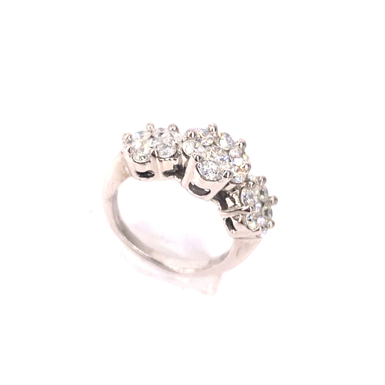 Women’s 18ct White Gold Diamond Trilogy Cluster Ring - 2.0cts - Hyman’s Jewellers