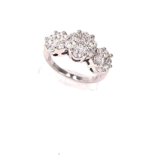 Women’s 18ct White Gold Diamond Trilogy Cluster Ring - 2.0cts - Hyman’s Jewellers