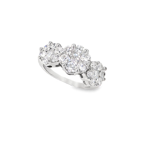 Women’s 18ct White Gold Diamond Trilogy Cluster Ring - 2.0cts - Hyman’s Jewellers