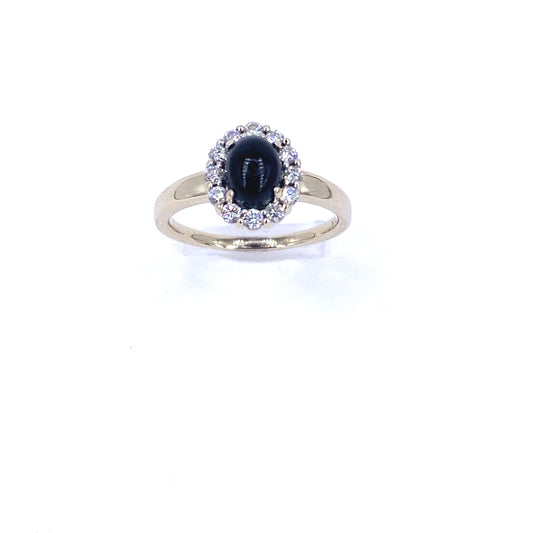 Women’s 18ct White Gold Diamond & Whitby Jet Ring - Hyman’s Jewellers