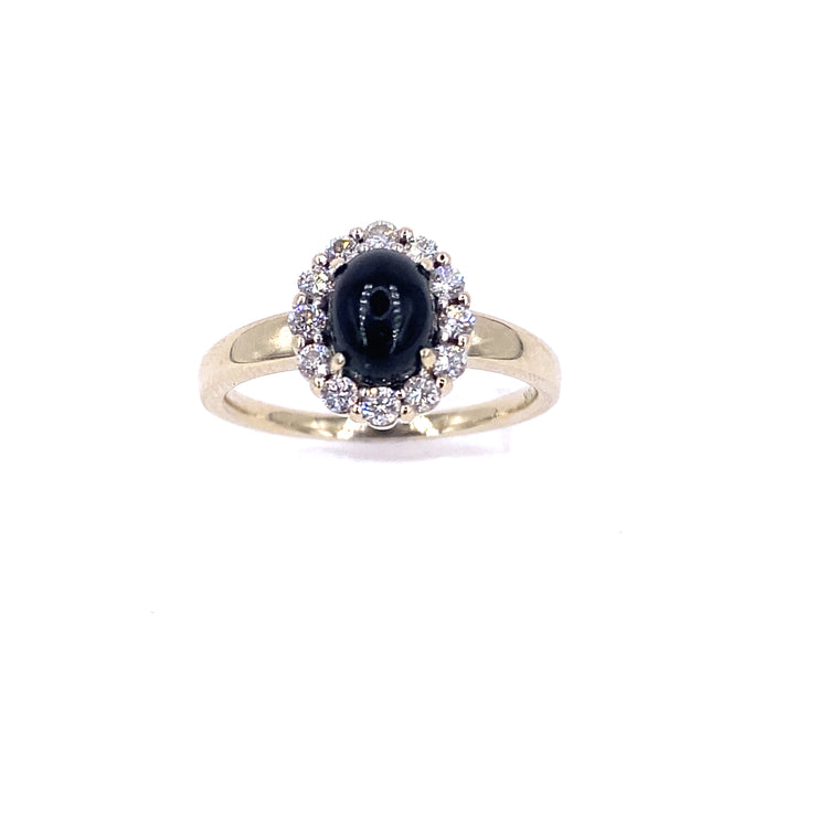 Women’s 18ct White Gold Diamond & Whitby Jet Ring - Hyman’s Jewellers