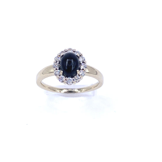 Women’s 18ct White Gold Diamond & Whitby Jet Ring - Hyman’s Jewellers