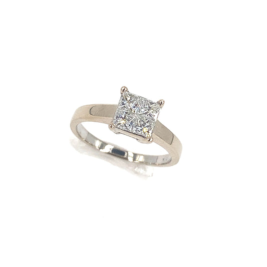 Women’s 18ct White Gold Natural Diamond Princess Cluster Ring - 0.50ct - Hyman’s Jewellers