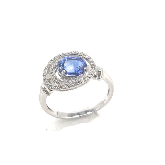 Women’s 18ct White Gold Oval Cut 0.75CT AAA Tanzanite 0.45ct diamonds - Hyman’s Jewellers