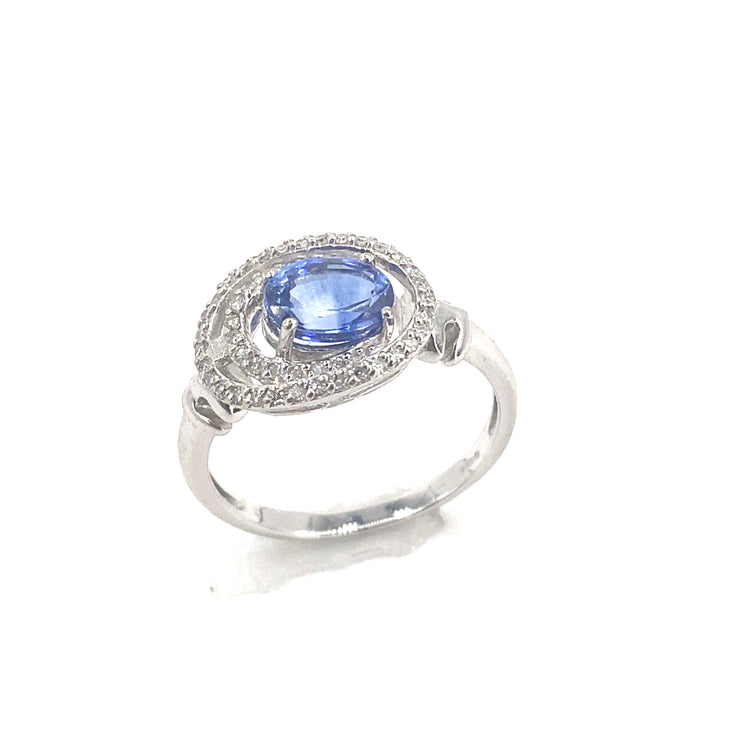 Women’s 18ct White Gold Oval Cut 0.75CT AAA Tanzanite 0.45ct diamonds - Hyman’s Jewellers