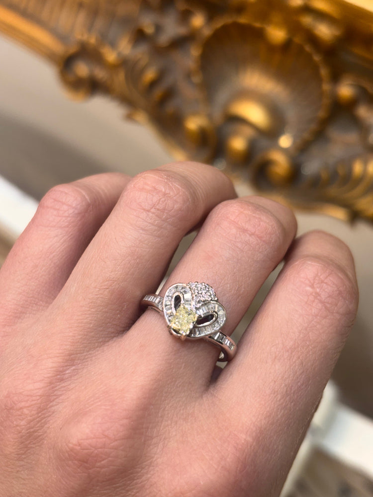 Women’s 18ct White Gold Ring with Radiant Cut Yellow Diamond - Hyman’s Jewellers