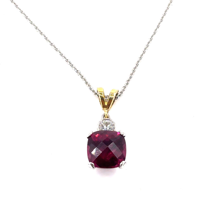 Women’s 18ct White & Yellow Gold Diamond Garnet Pendant Rings Set - 10g 0.40ct - Hyman’s Jewellers