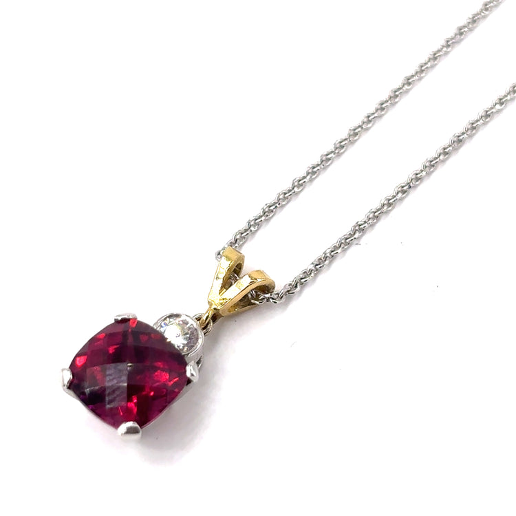 Women’s 18ct White & Yellow Gold Diamond Garnet Pendant Rings Set - 10g 0.40ct - Hyman’s Jewellers
