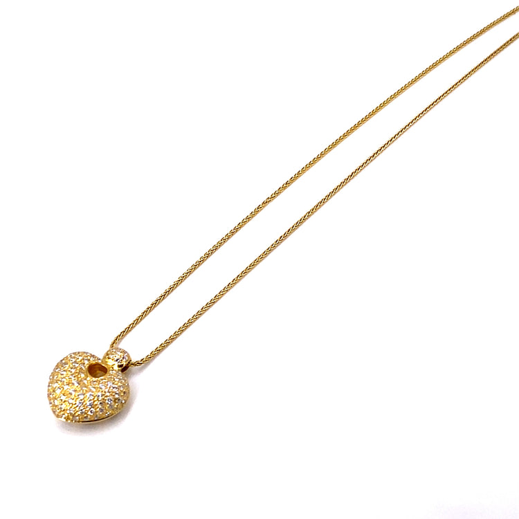 Women’s 18ct Yellow Gold 0.75ct Diamond Encrusted Heart Pendant & Chain - 7g 20” - Hyman’s Jewellers