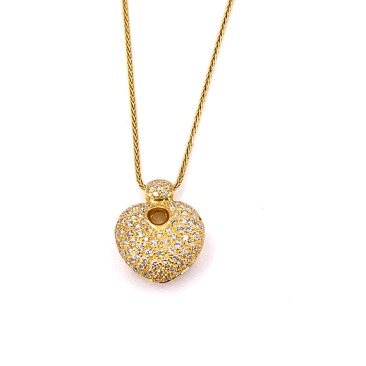 Women’s 18ct Yellow Gold 0.75ct Diamond Encrusted Heart Pendant & Chain - 7g 20” - Hyman’s Jewellers