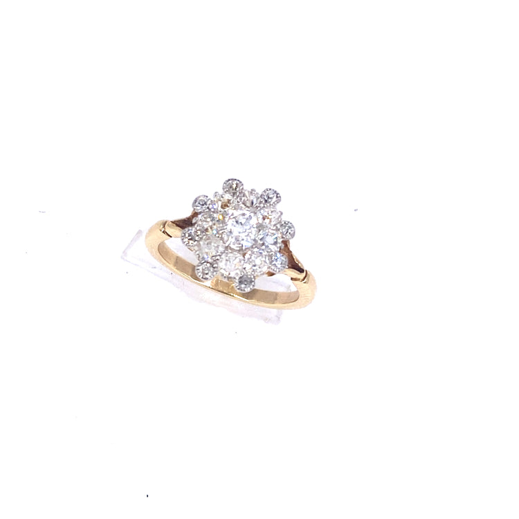 Women’s 18ct Yellow Gold Antique Diamond Cluster Ring - 1.00ct - Hyman’s Jewellers