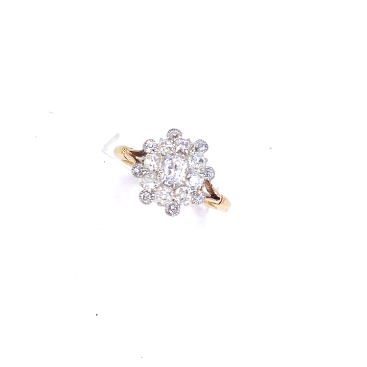 Women’s 18ct Yellow Gold Antique Diamond Cluster Ring - 1.00ct - Hyman’s Jewellers