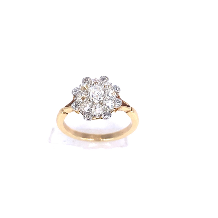 Women’s 18ct Yellow Gold Antique Diamond Cluster Ring - 1.00ct - Hyman’s Jewellers