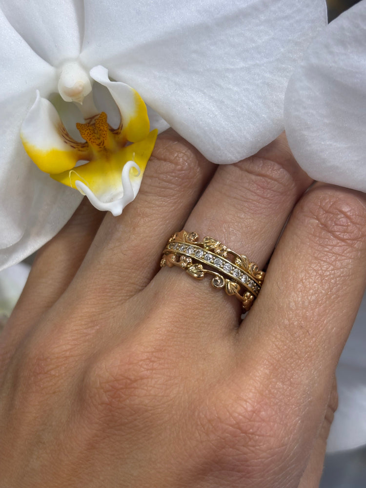 Women’s 18ct Yellow Gold ClogAu Filigree Detail Diamond Ring - 0.40ct - Hyman’s Jewellers