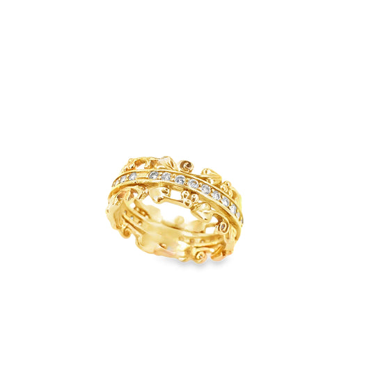 Women’s 18ct Yellow Gold ClogAu Filigree Detail Diamond Ring - 0.40ct - Hyman’s Jewellers