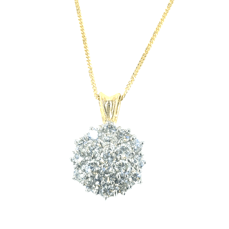 Women’s 18ct Yellow Gold Diamond Cluster Pendant & Necklace - 2cts - Hyman’s Jewellers