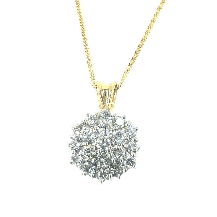 Women’s 18ct Yellow Gold Diamond Cluster Pendant & Necklace - 2cts - Hyman’s Jewellers