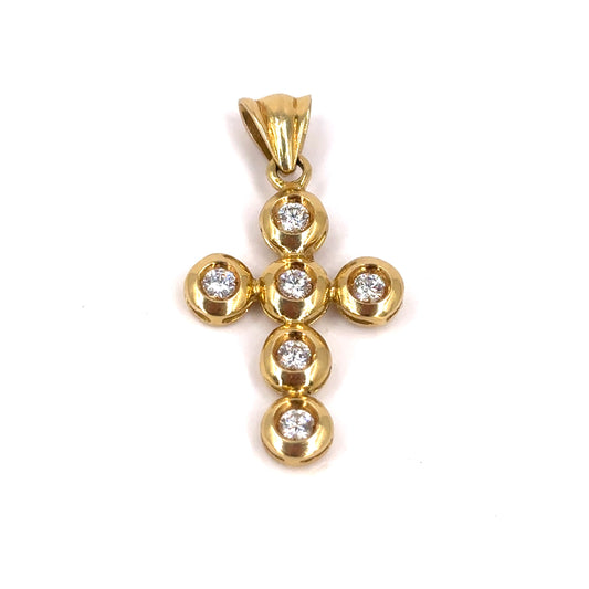 Women’s 18ct Yellow Gold Diamond Cross - 0.30ct 3.9g - Hyman’s Jewellers