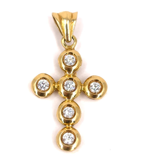 Women’s 18ct Yellow Gold Diamond Cross - 0.30ct 3.9g - Hyman’s Jewellers