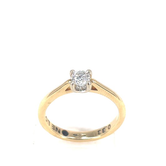 Women’s 18ct Yellow Gold Diamond Engagement Solitaire Ring - 0.33ct - Hyman’s Jewellers