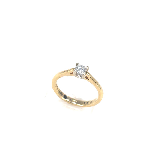 Women’s 18ct Yellow Gold Diamond Engagement Solitaire Ring - 0.33ct - Hyman’s Jewellers