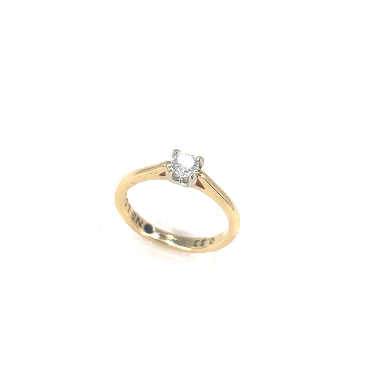 Women’s 18ct Yellow Gold Diamond Engagement Solitaire Ring - 0.33ct - Hyman’s Jewellers