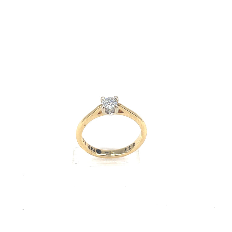Women’s 18ct Yellow Gold Diamond Engagement Solitaire Ring - 0.33ct - Hyman’s Jewellers