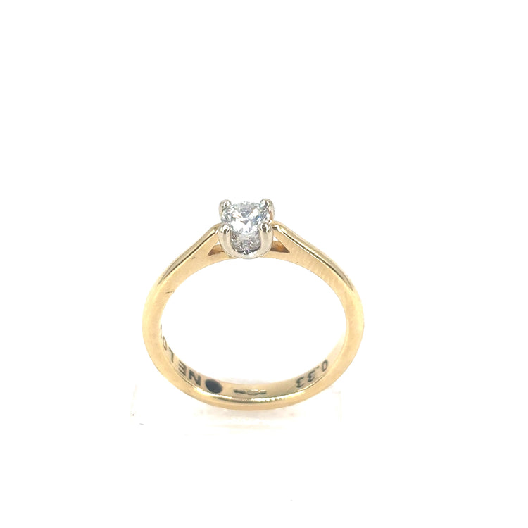 Women’s 18ct Yellow Gold Diamond Engagement Solitaire Ring - 0.33ct - Hyman’s Jewellers
