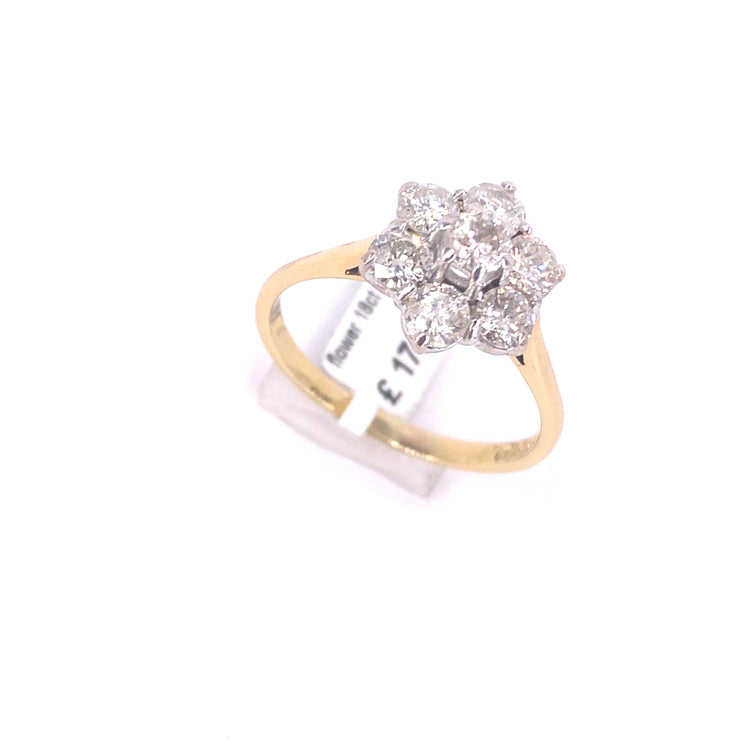 Women’s 18ct Yellow Gold Diamond Flower Cluster Ring - 1.5ct 4.3G - Hyman’s Jewellers