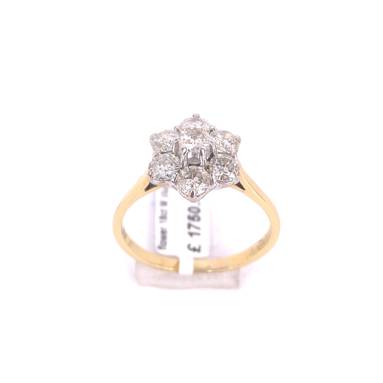 Women’s 18ct Yellow Gold Diamond Flower Cluster Ring - 1.5ct 4.3G - Hyman’s Jewellers